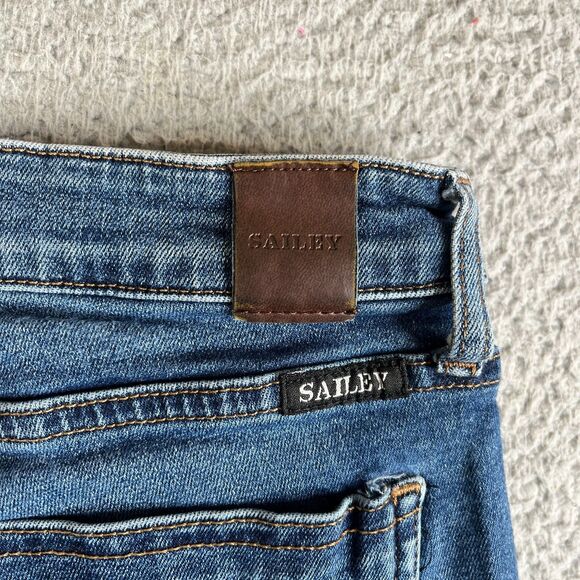 Wide Leg Flare Jeans Womens 31 Blue Distressed Stretch  Mid Rise 30x32 Sailey - Picture 7 of 13